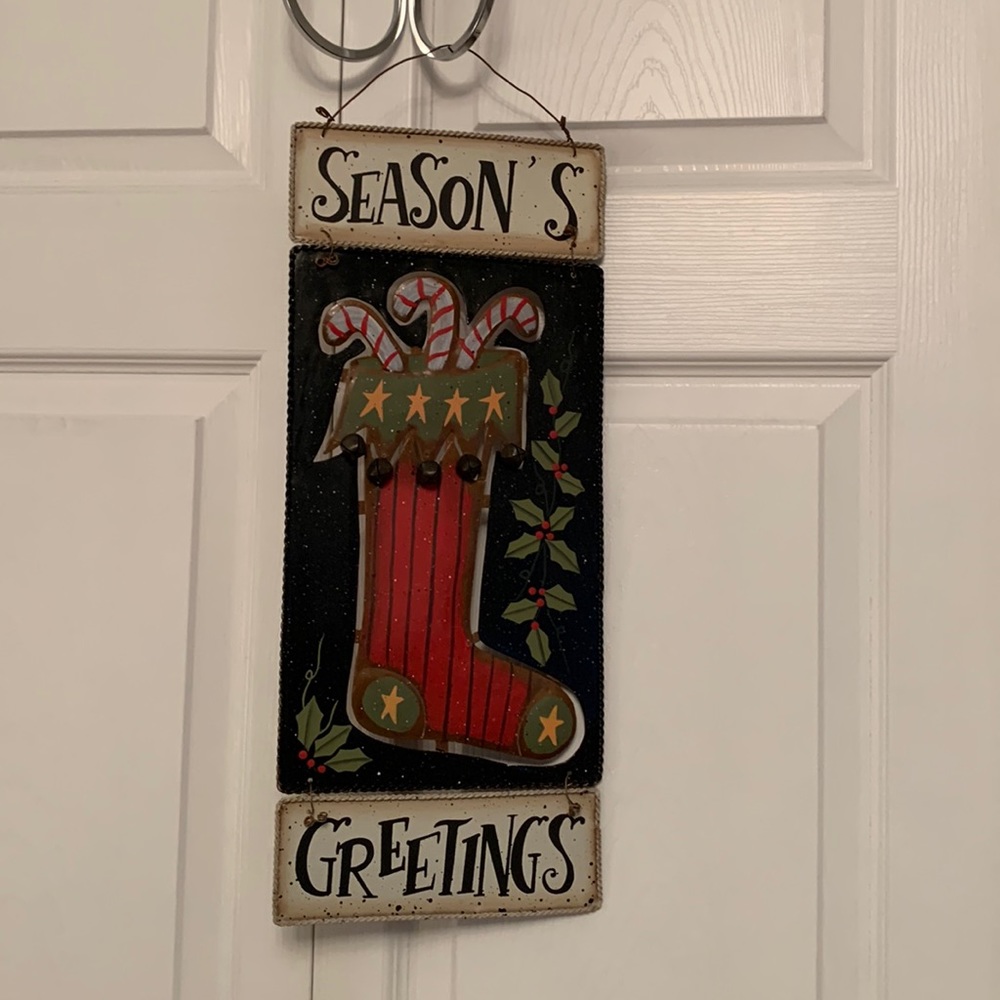 Christmas Metal Wall Hanging SEASON’S GREETINGS by Melrose International